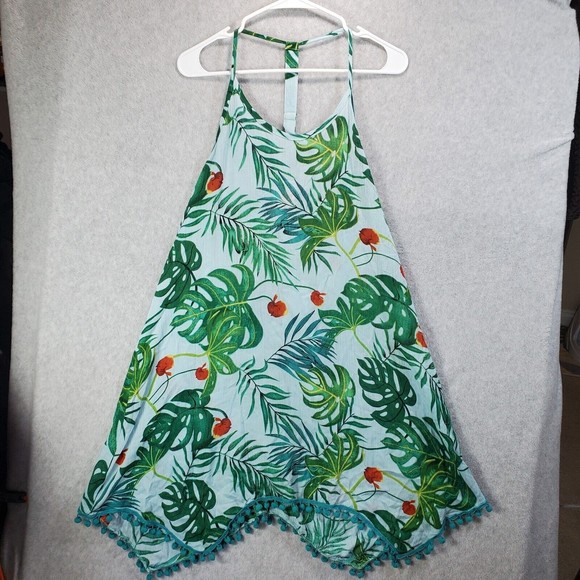 NWT RR Hawaii Resort Swimsuit Cover-Up Womens S/M Green White Cherry Print - Picture 4 of 12